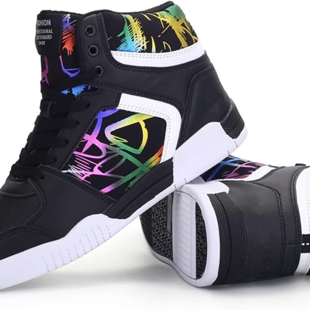 Women's High Top Skate Sneakers Rubber Sole Lace-Up Casual Durable